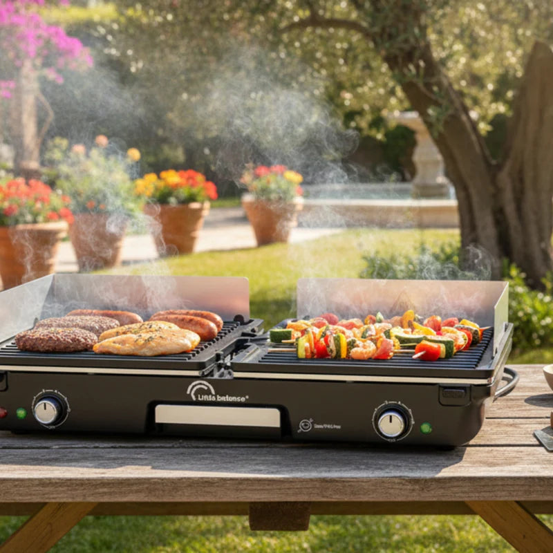 Plancha électrique double zone 2000 W Noire -2 Thermostats