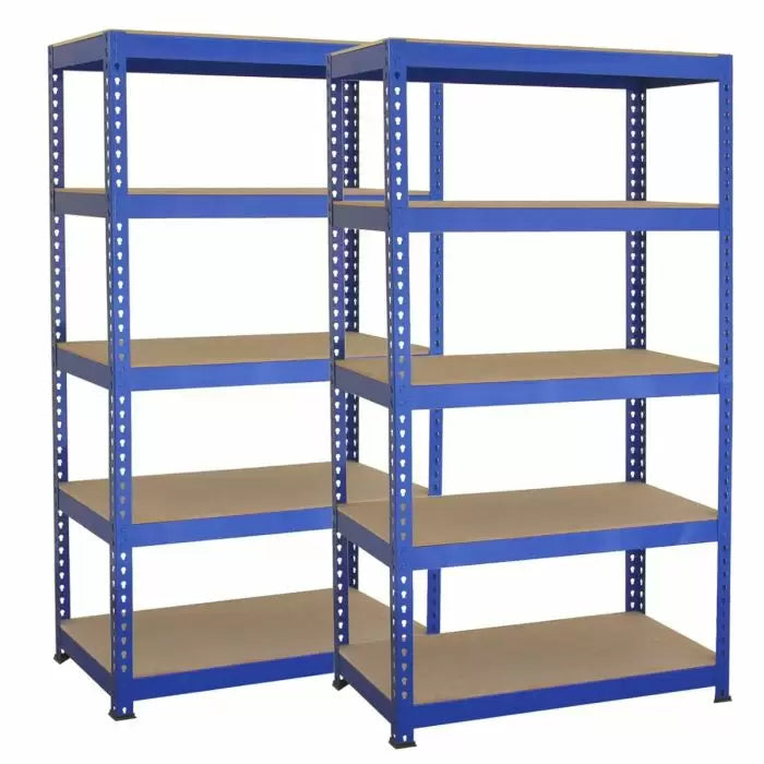 Pack de 2 étagères T-Rax - 150 x 75 x 30 cm - 5 tablettes - 150 kg / tablette - bleu