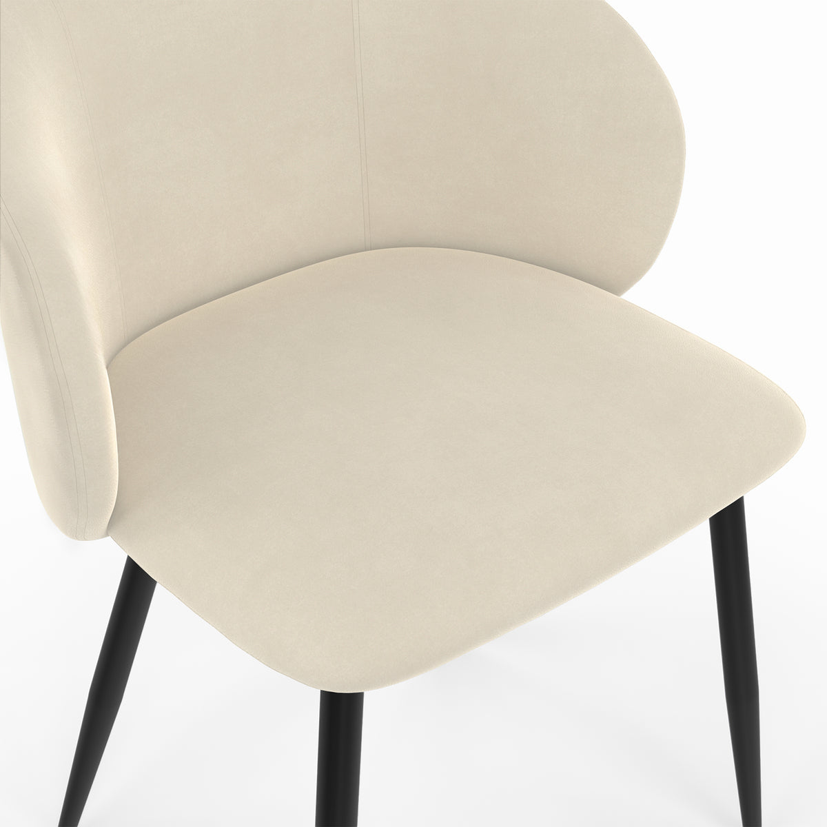 Chaises Léona en velours crème et pieds métal noirs - lot de 4
