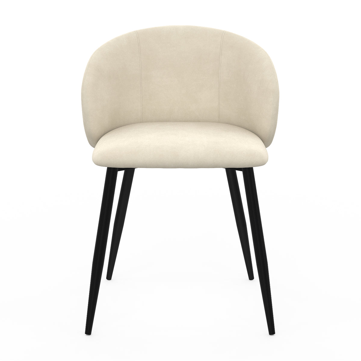 Chaises Léona en velours crème et pieds métal noirs - lot de 4