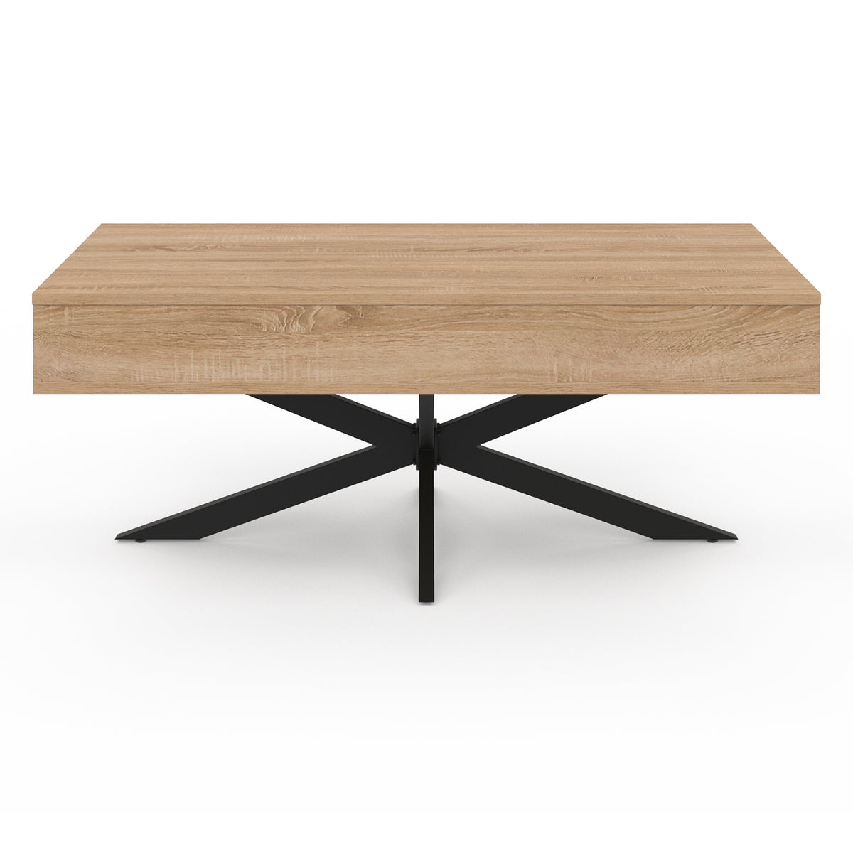 Table basse Spider avec plateau relevable bois et pieds croisés noir L100cm
