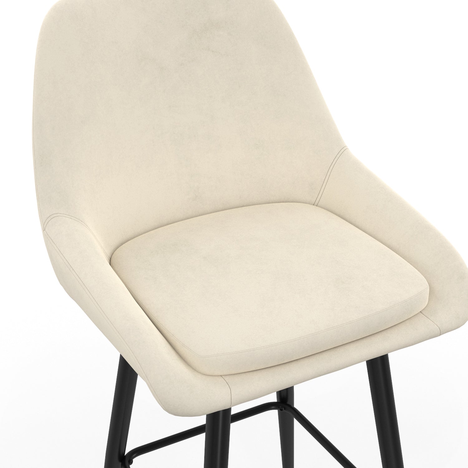 Tabourets de bar Olivia assise velours crème et pieds métal - lot de 4