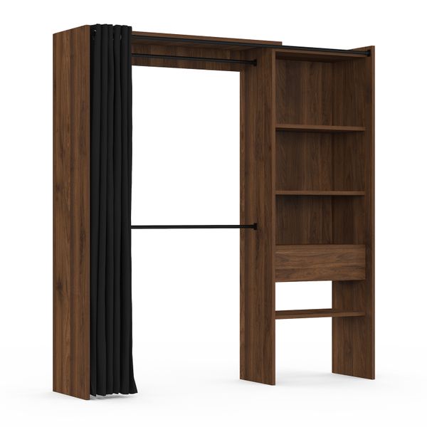 Dressing Aline extensible 120-170cm 1 colonne effet noyer