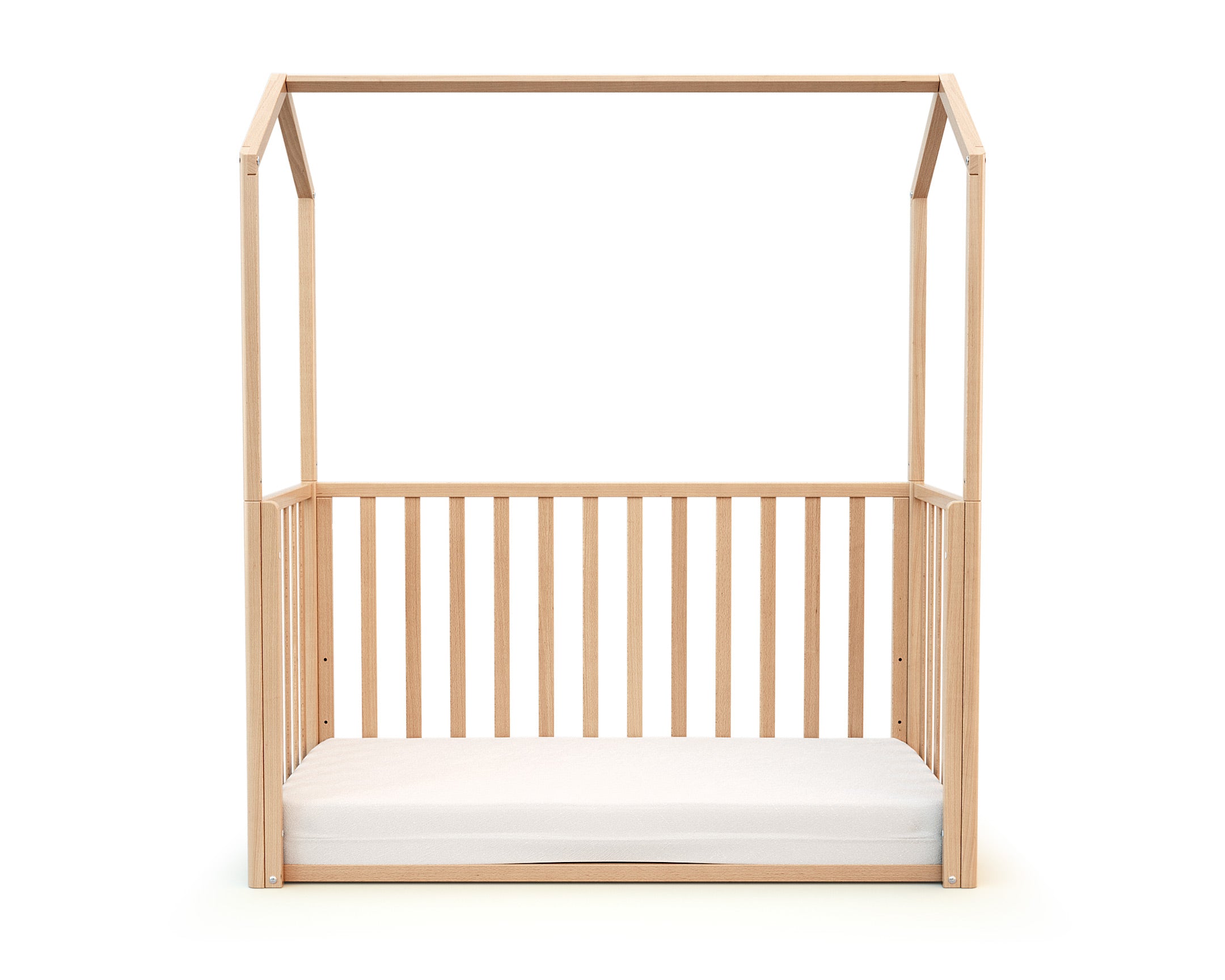 Lit cabane bébé évolutif en bois KASA Hêtre Verni 60 x 120 cm