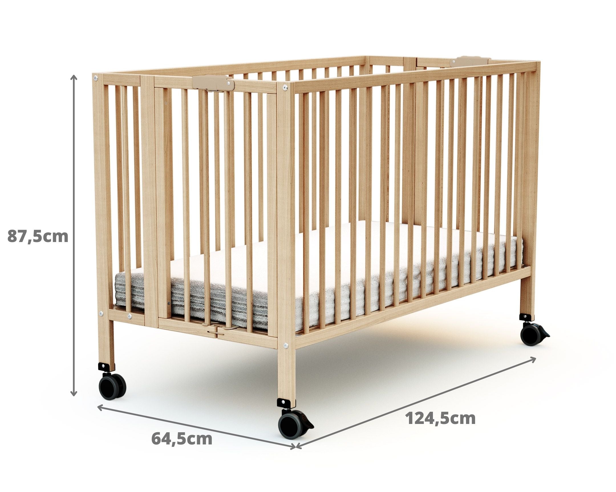 Lit bébé pliant en bois FLOW Hêtre Verni 60 x 120 cm