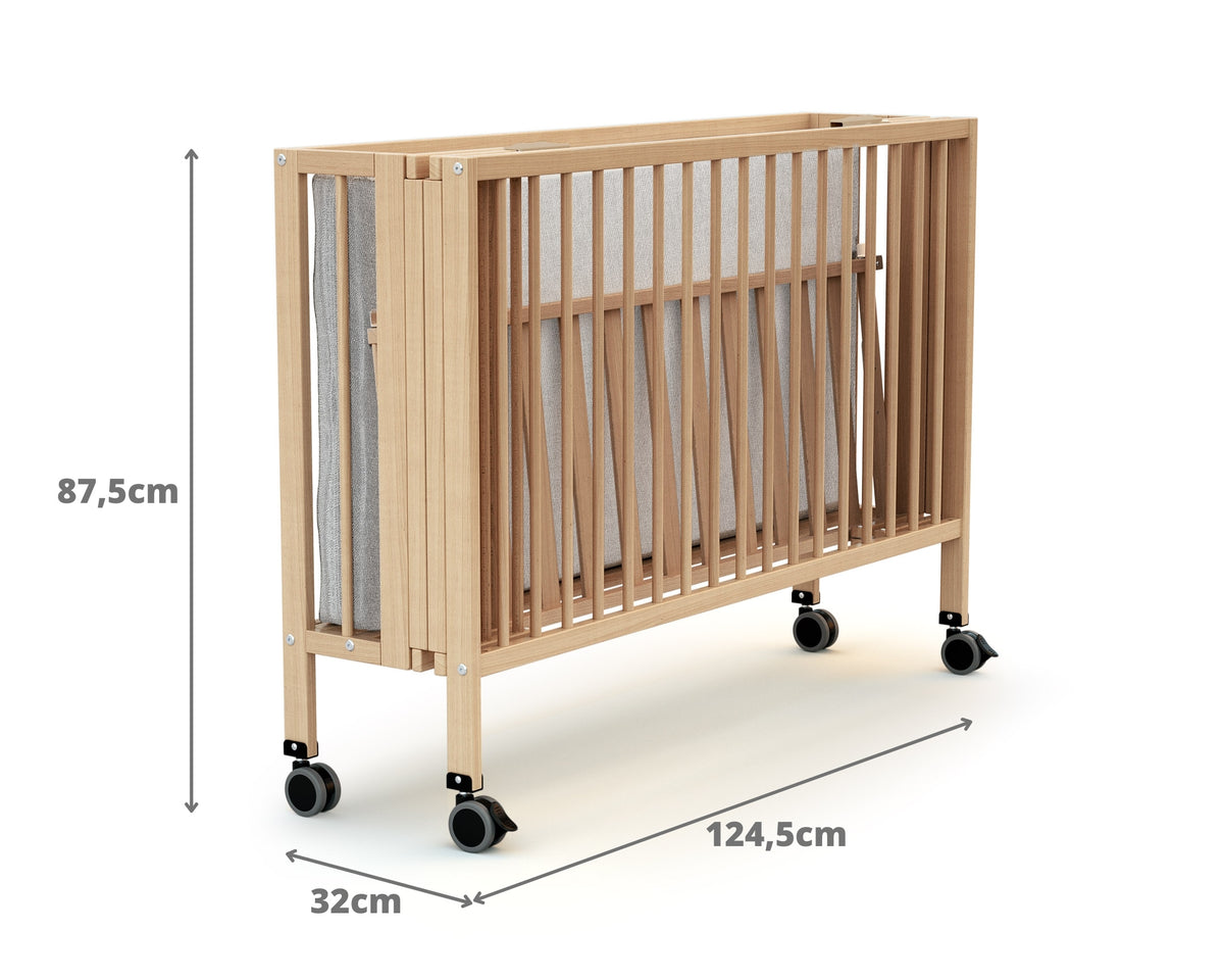 Lit bébé pliant en bois FLOW Hêtre Verni 60 x 120 cm