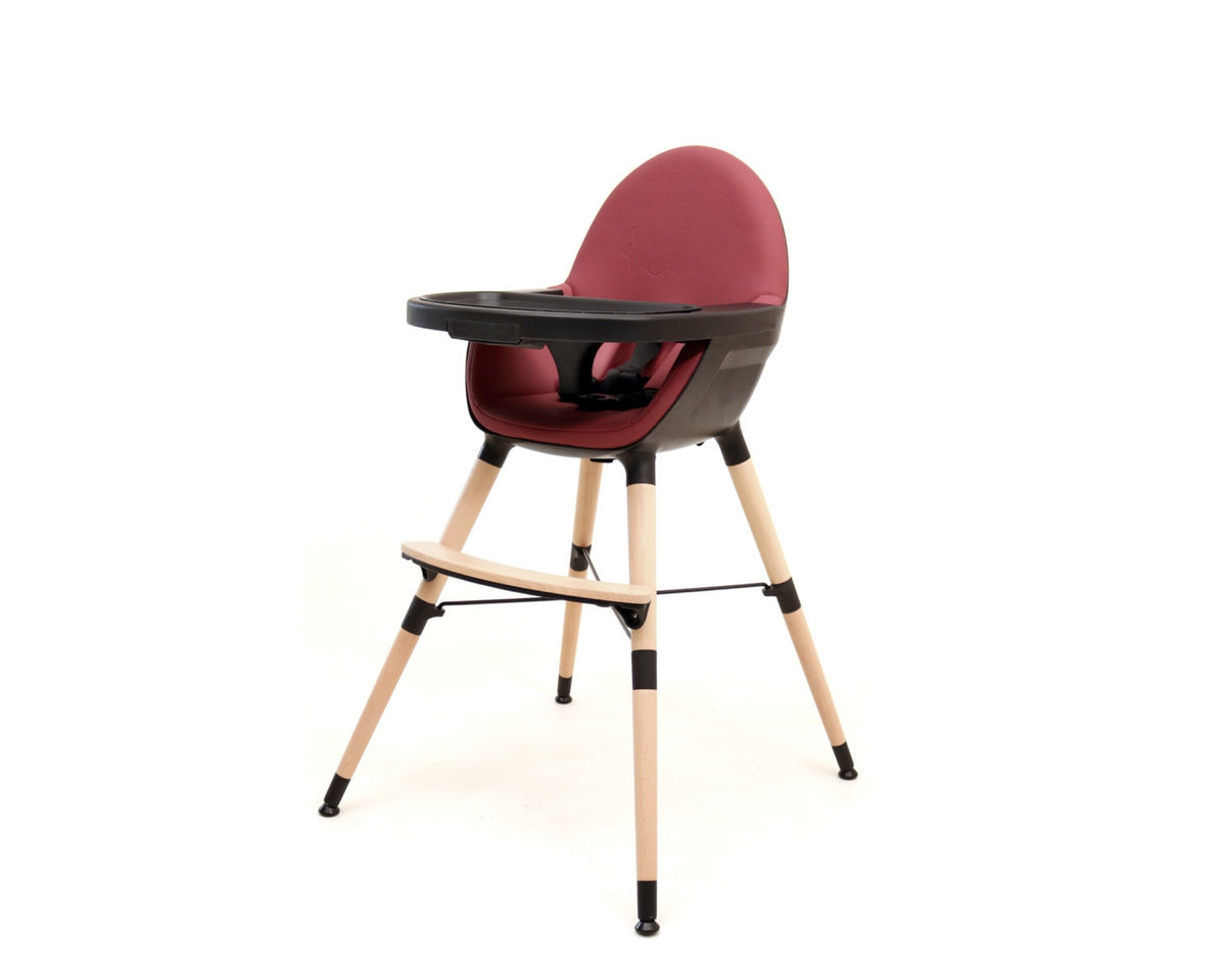 Chaise haute bébé évolutive CONFORT Bordeaux et Noir 3 hauteurs