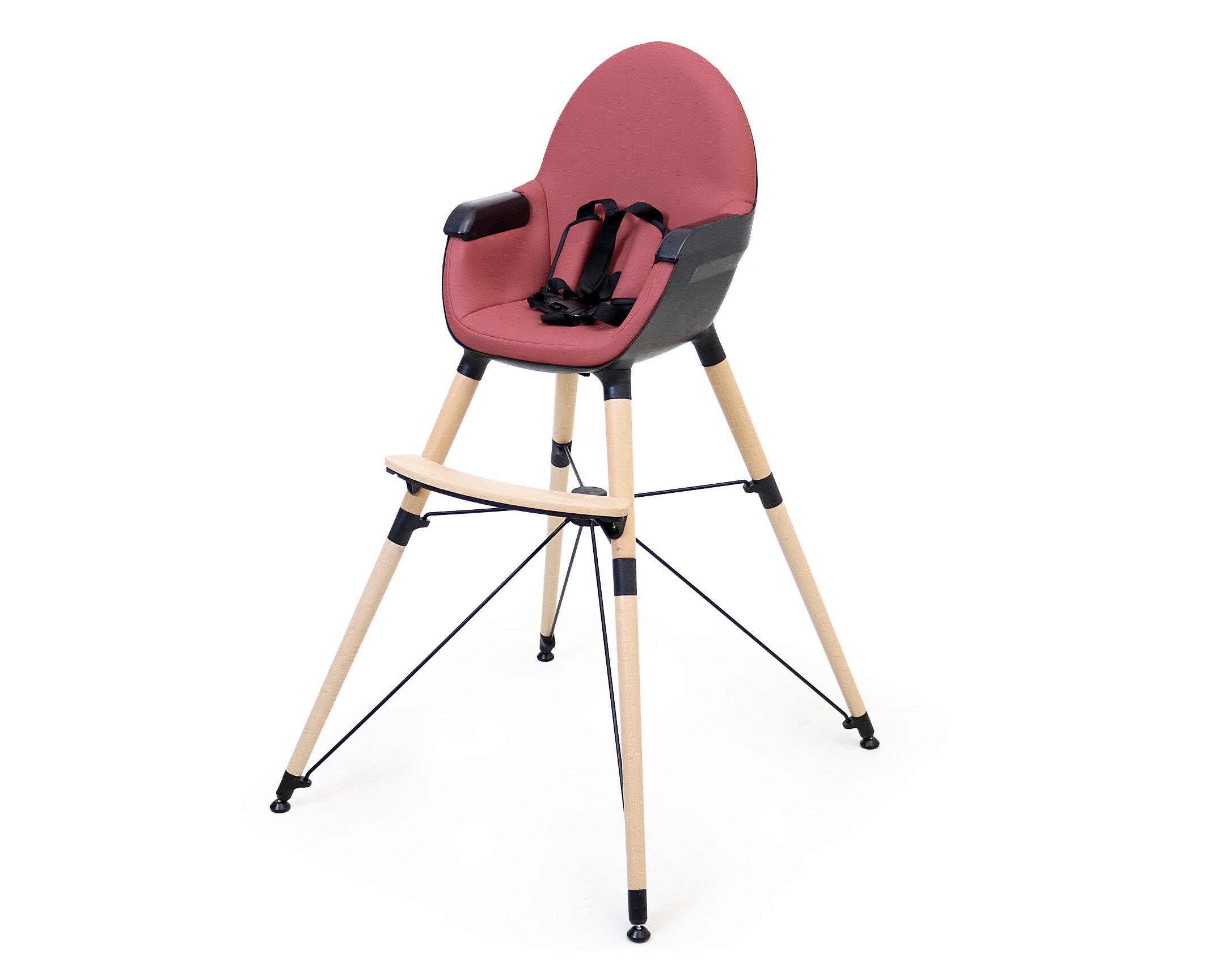 Chaise haute bébé évolutive CONFORT Bordeaux et Noir 3 hauteurs