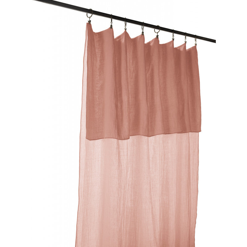 Rideau ajustable + 8 anneaux pince Gaze de coton 140 x 300 cm GAÏA Rose pêche