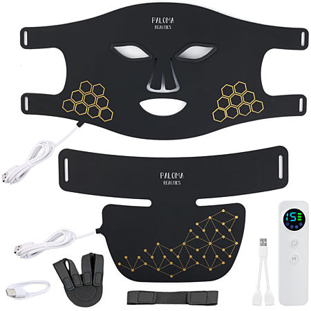 Masque LED anti-âge haute performance visage et cou - noir