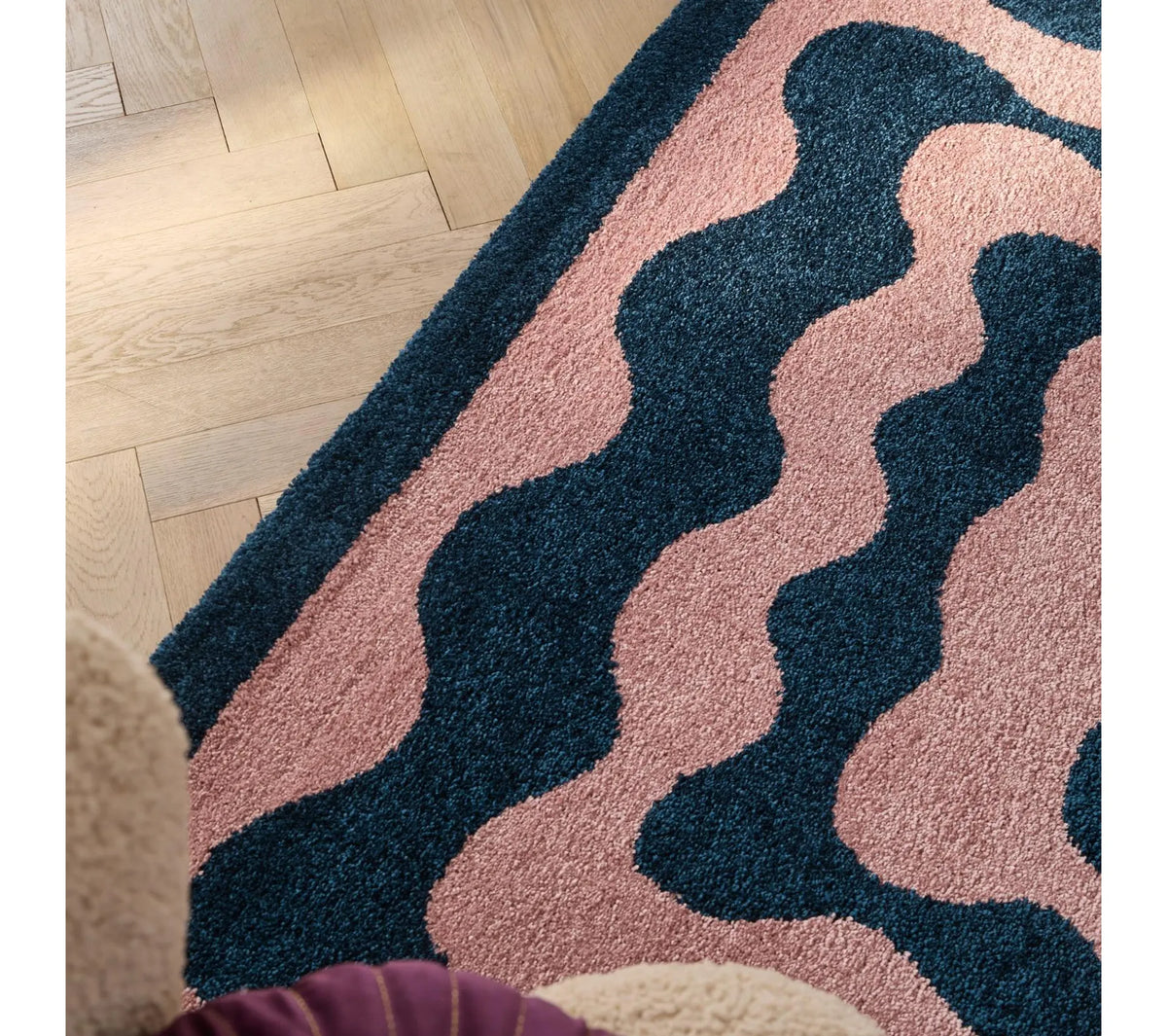Tapis rétro années 70 bleu - Groovy