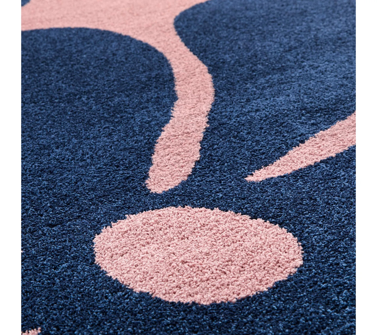 Tapis d'intérieur à poils longs motifs fleurs - Groovy - Bleu