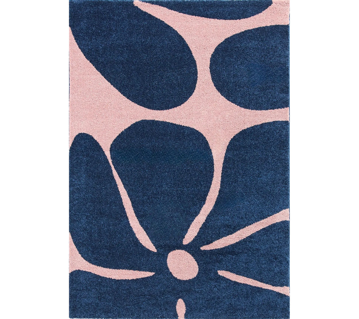 Tapis d'intérieur à poils longs motifs fleurs - Groovy - Bleu