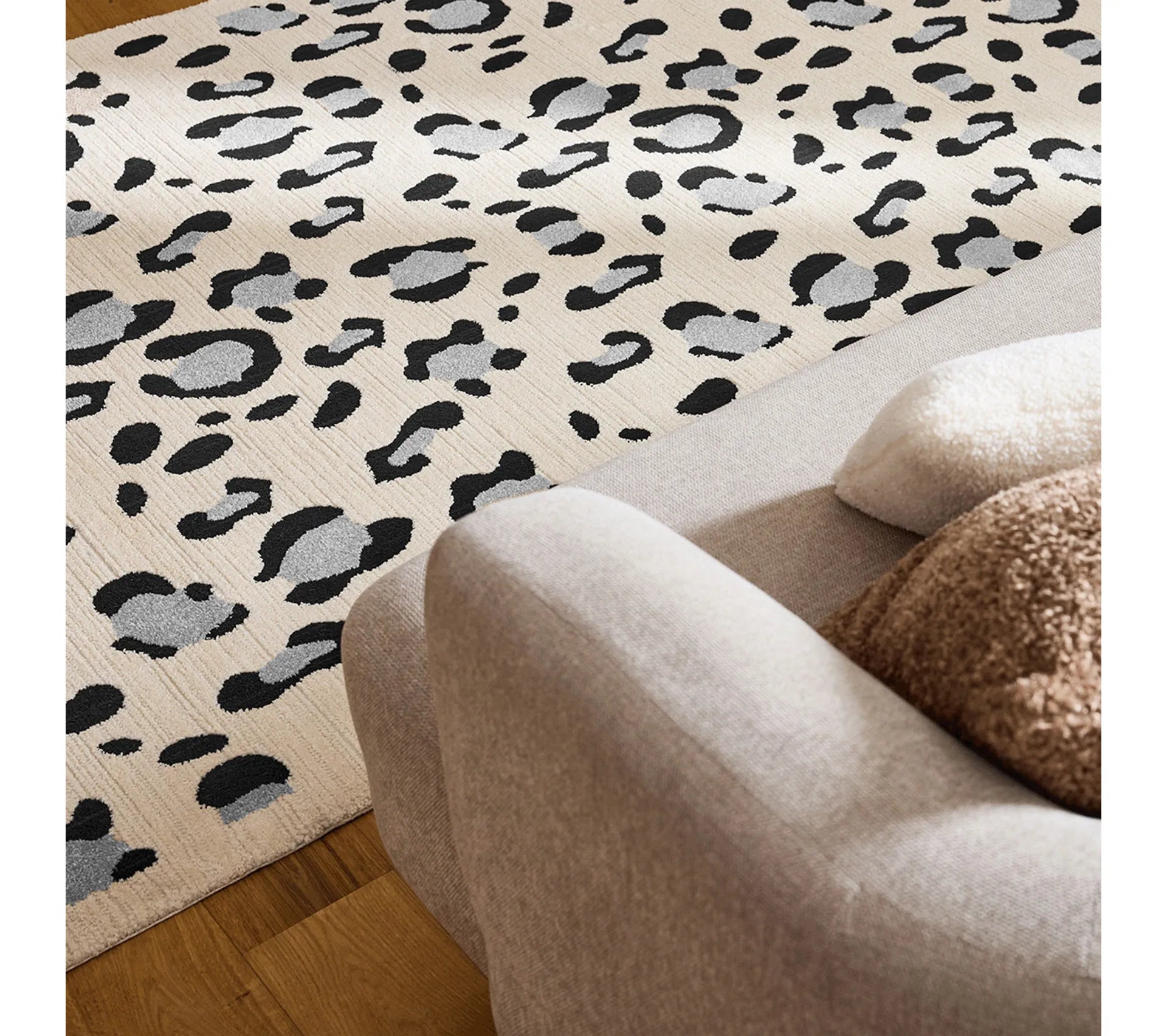 Tapis d'intérieur crème motifs léopard - Leovah