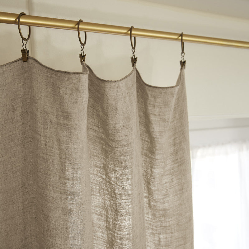 Rideau ajustable + 8 anneaux pince 140 x 270 cm Lin lavé SOLINE Sable