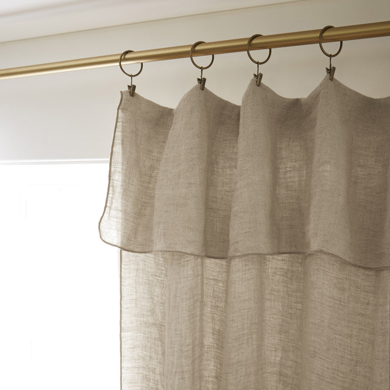 Rideau ajustable + 8 anneaux pince 140 x 270 cm Lin lavé SOLINE Sable