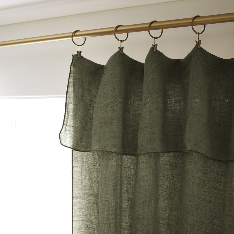 Rideau ajustable + 8 anneaux pince 140 x 270 cm Lin lavé SOLINE Thym