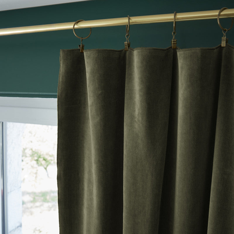 Rideau ajustable + 8 anneaux pince 140 x 270 cm Velours de coton CÉSAR Thym
