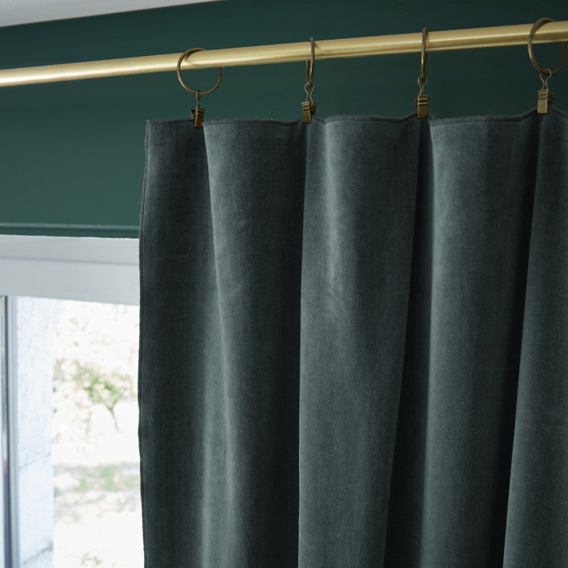Rideau ajustable + 8 anneaux pince 140 x 270 cm Velours de coton CÉSAR Ardoise