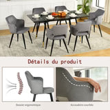Bari & Akanji - Ensemble repas : table extensible noire 4 à 6 personnes et 4 fauteuils scandinaves en tissu gris