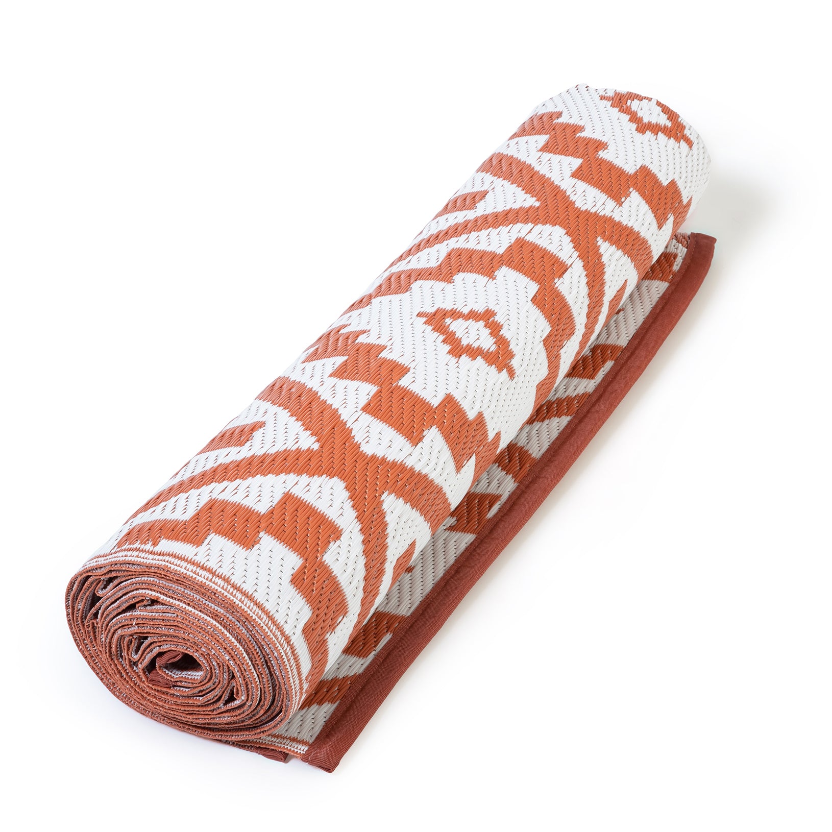 Tapis extérieur rectangulaire Vahiné motifs losanges terracotta 270x470cm