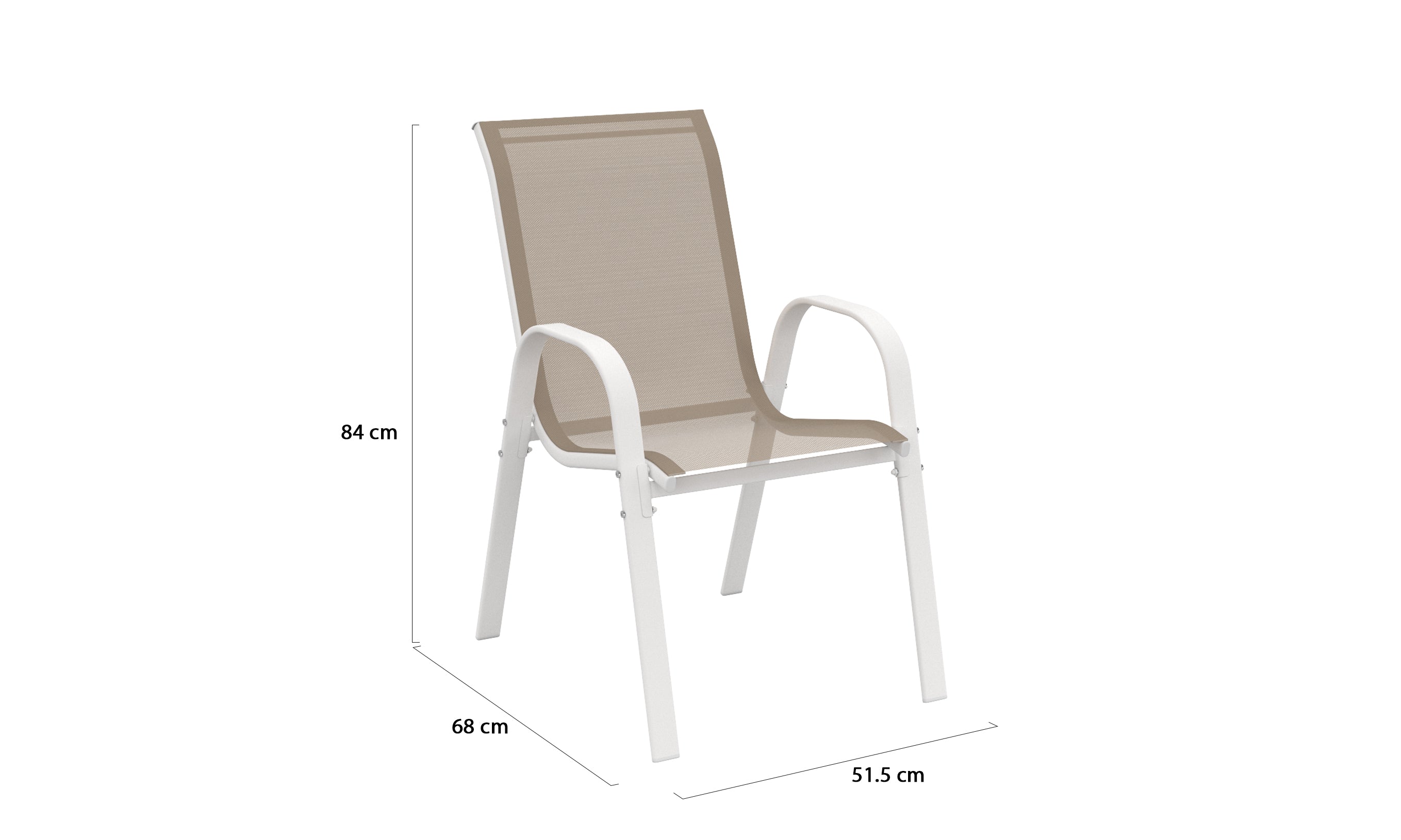 Chaises de jardin empilables en textilène blanches et beiges - lot de 4