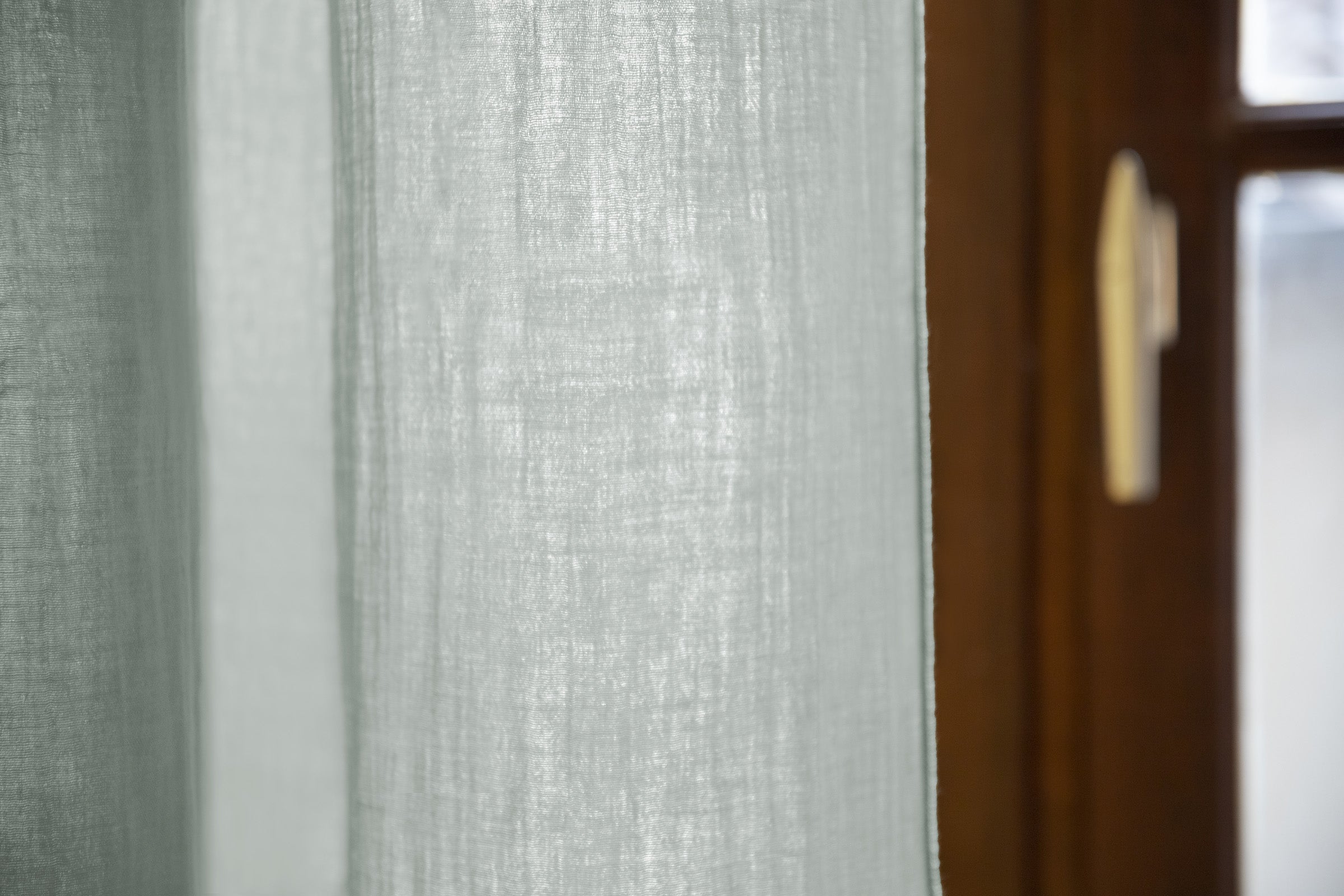 Rideau ajustable + 8 anneaux pince 140 x 300 cm Gaze de coton unie GAÏA Eucalyptus