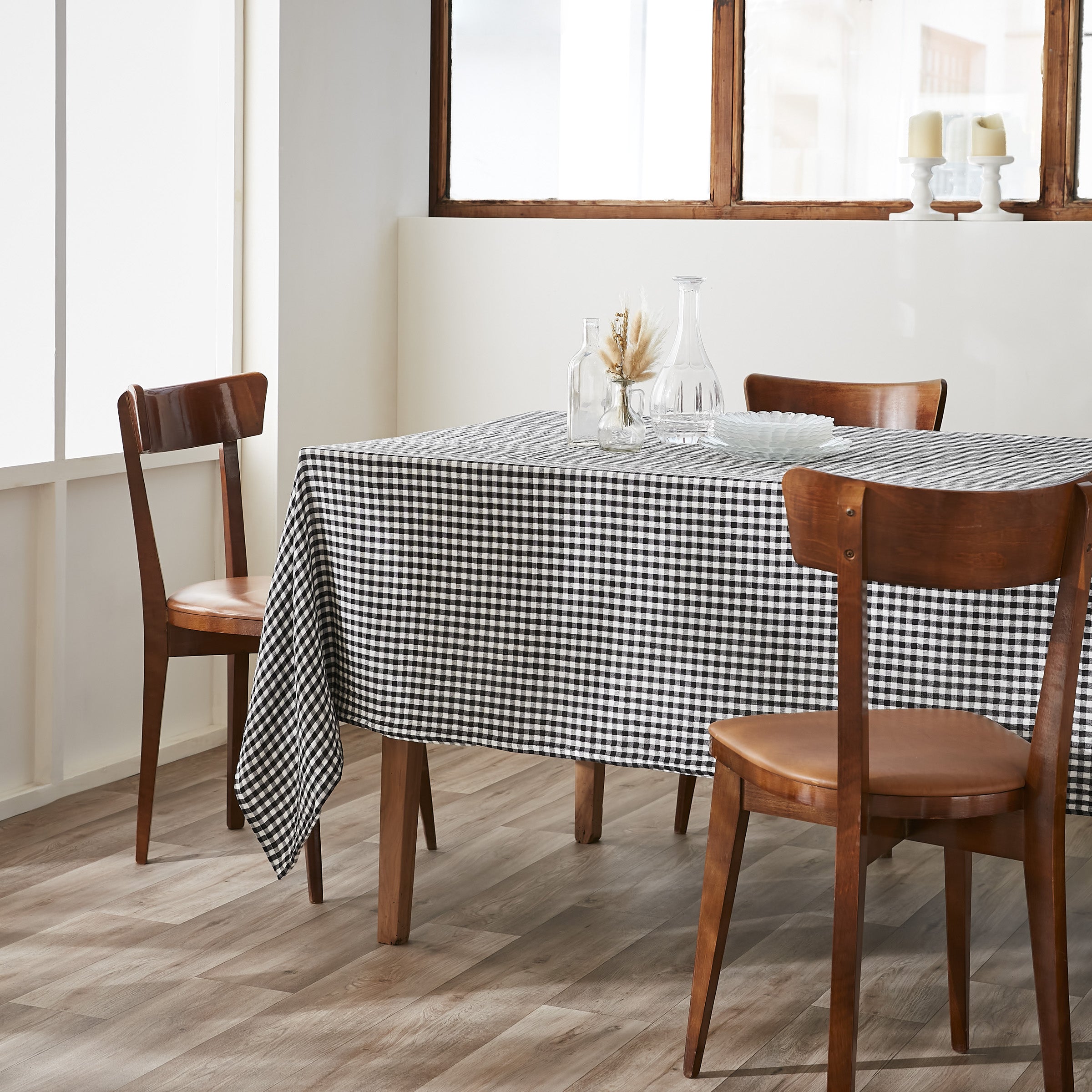 Nappe rectangle 150 x 350 cm Gaze de coton tissée teinte VICKIE Truffe