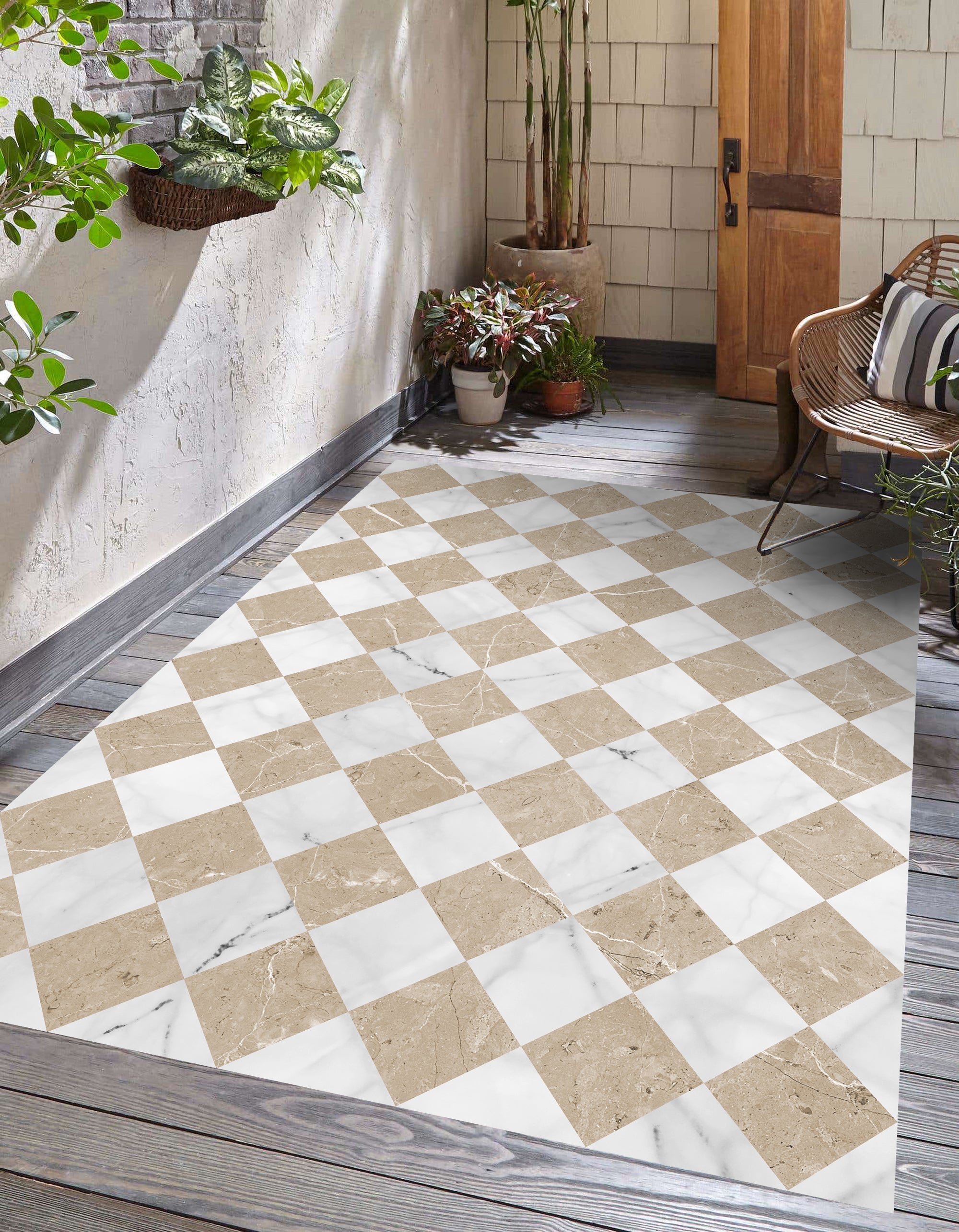 Tapis en vinyle pour intérieur / extérieur – Gadir Sepia