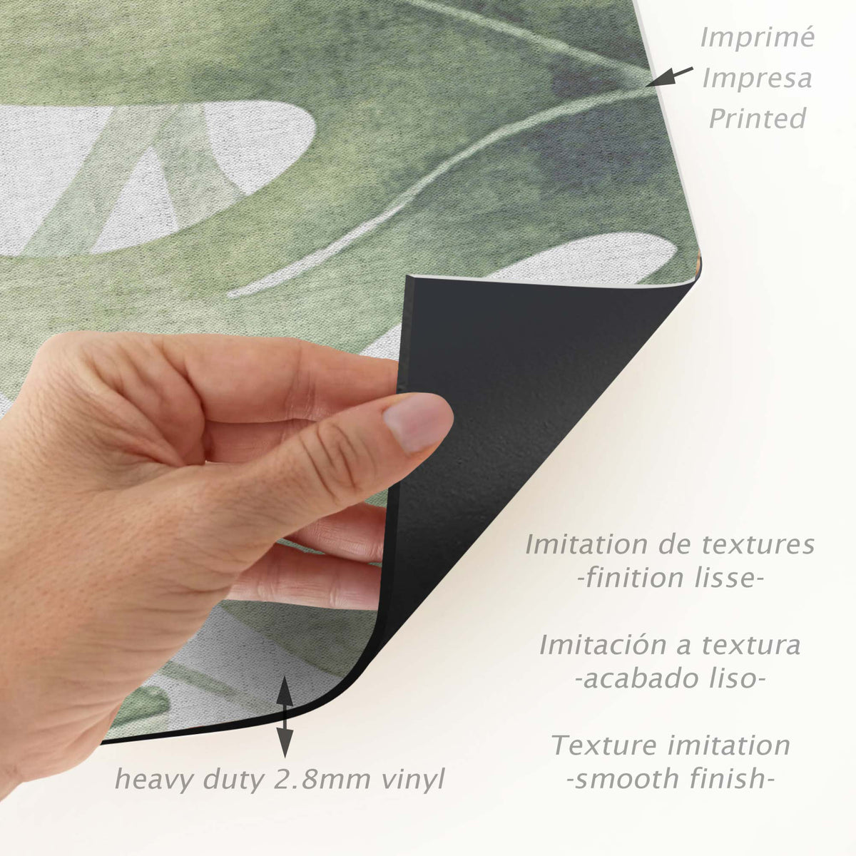 Tapis en vinyle pour intérieur / extérieur – Gadir Sepia - Nature feuilles vertes