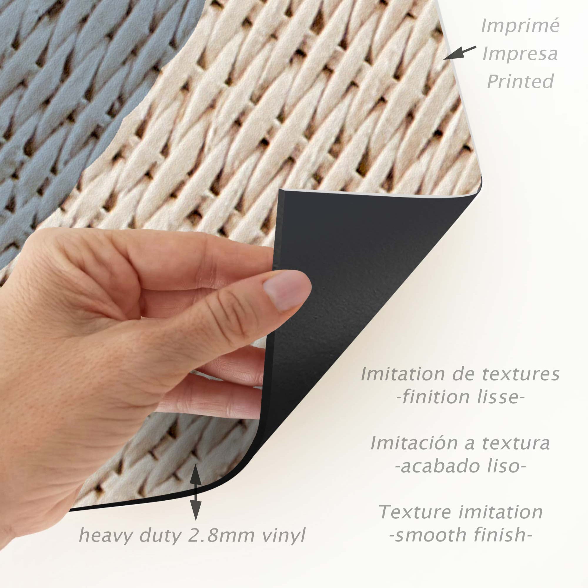 Tapis en vinyle pour intérieur / extérieur – Rotin bleu