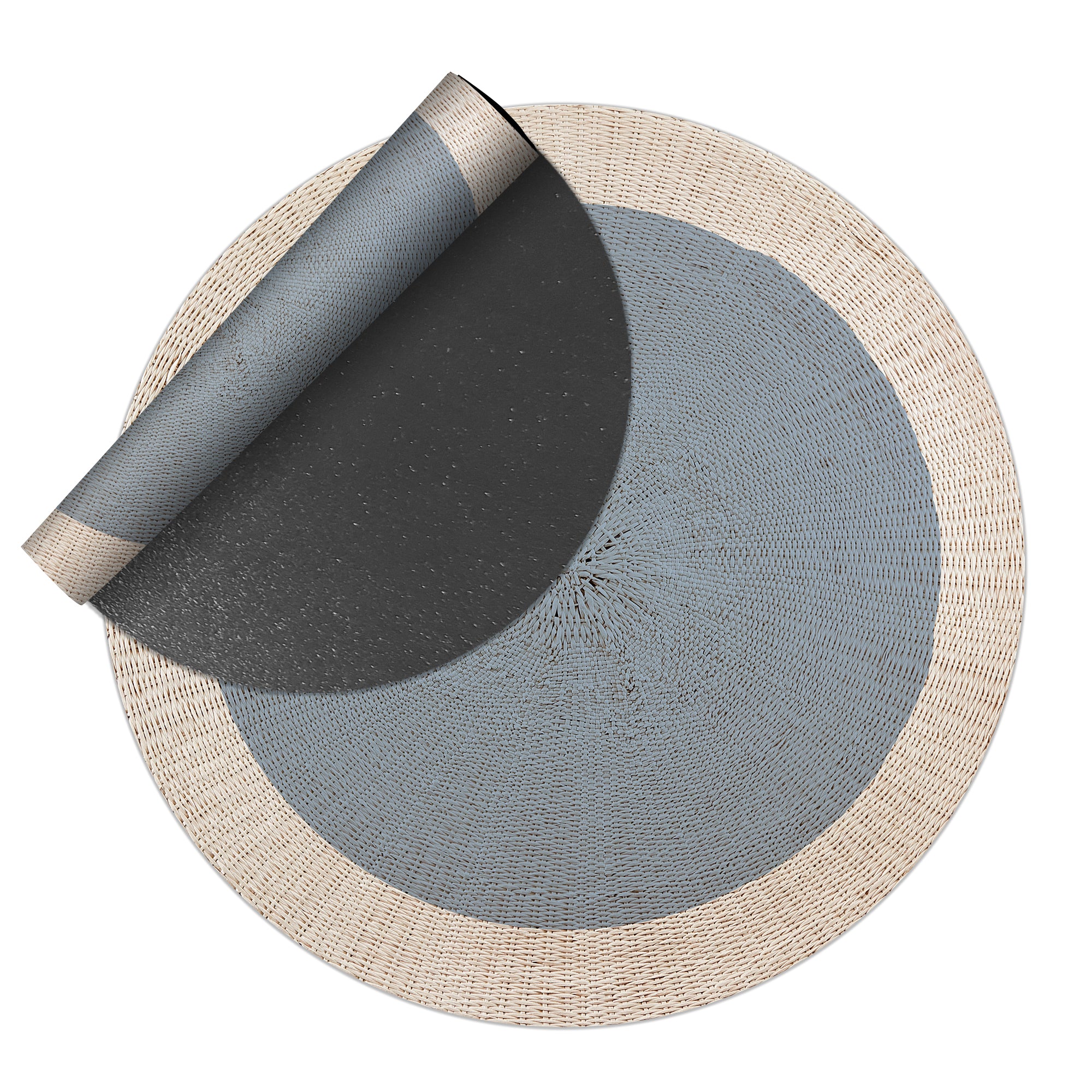 Tapis en vinyle pour intérieur / extérieur – Rotin bleu