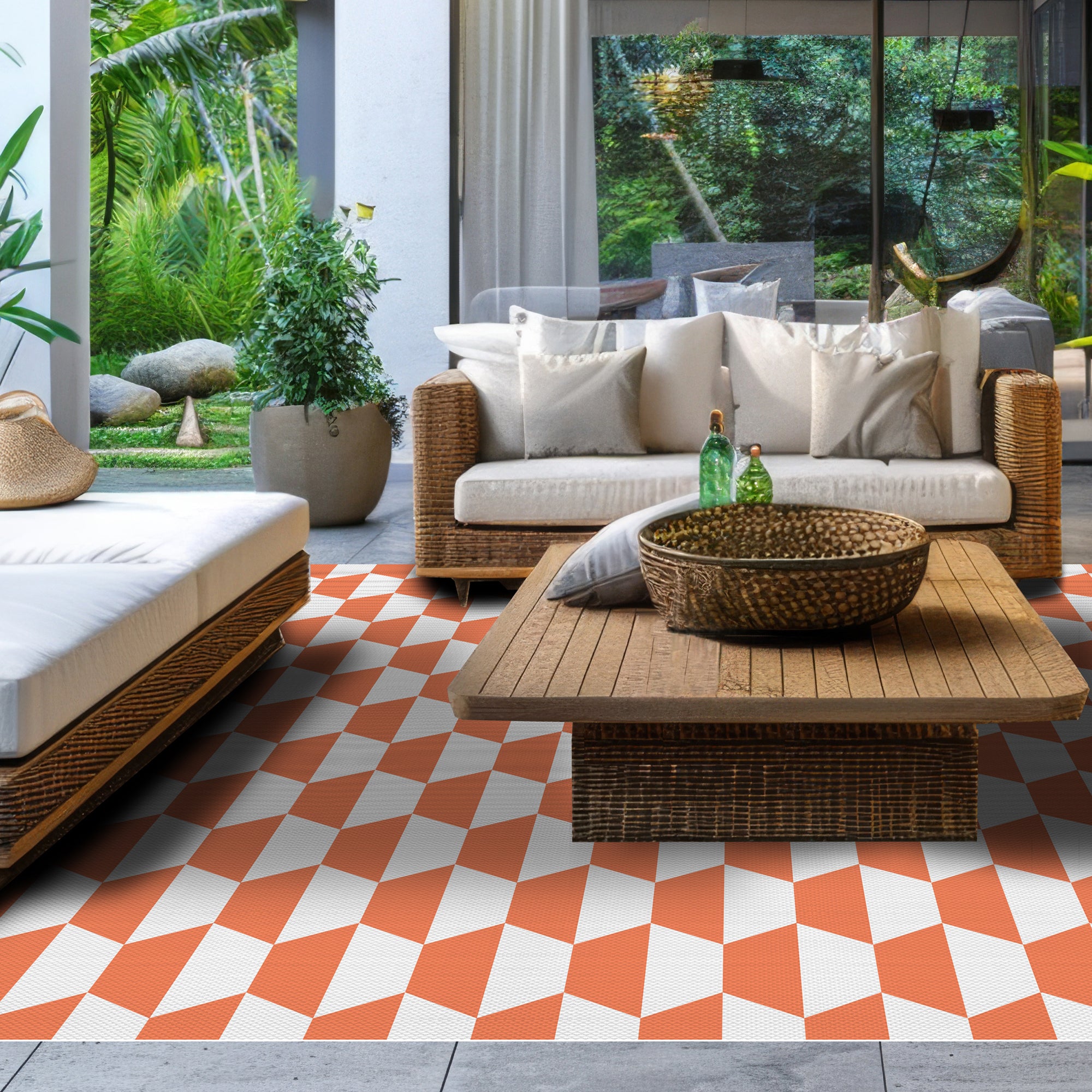 Tapis en vinyle pour intérieur / extérieur - Hexa Terracotta