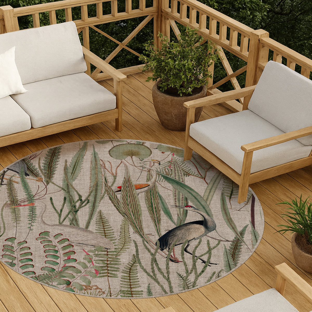 Tapis en vinyle pour intérieur / extérieur - Oiseaux verts