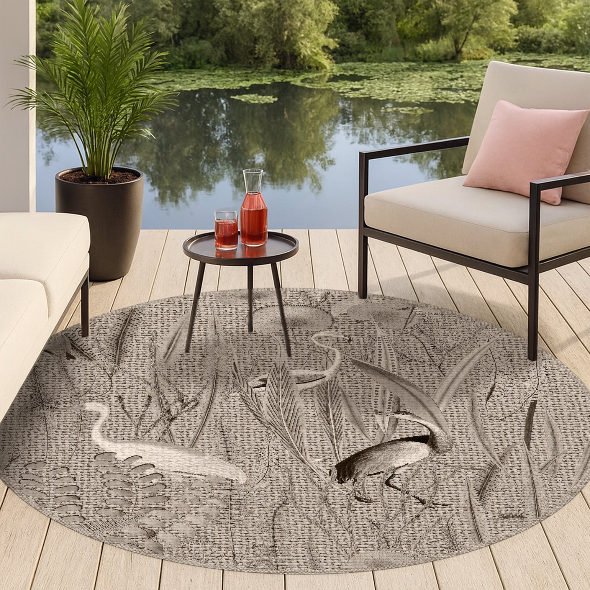 Tapis en vinyle pour intérieur / extérieur - Motifs oiseaux jute