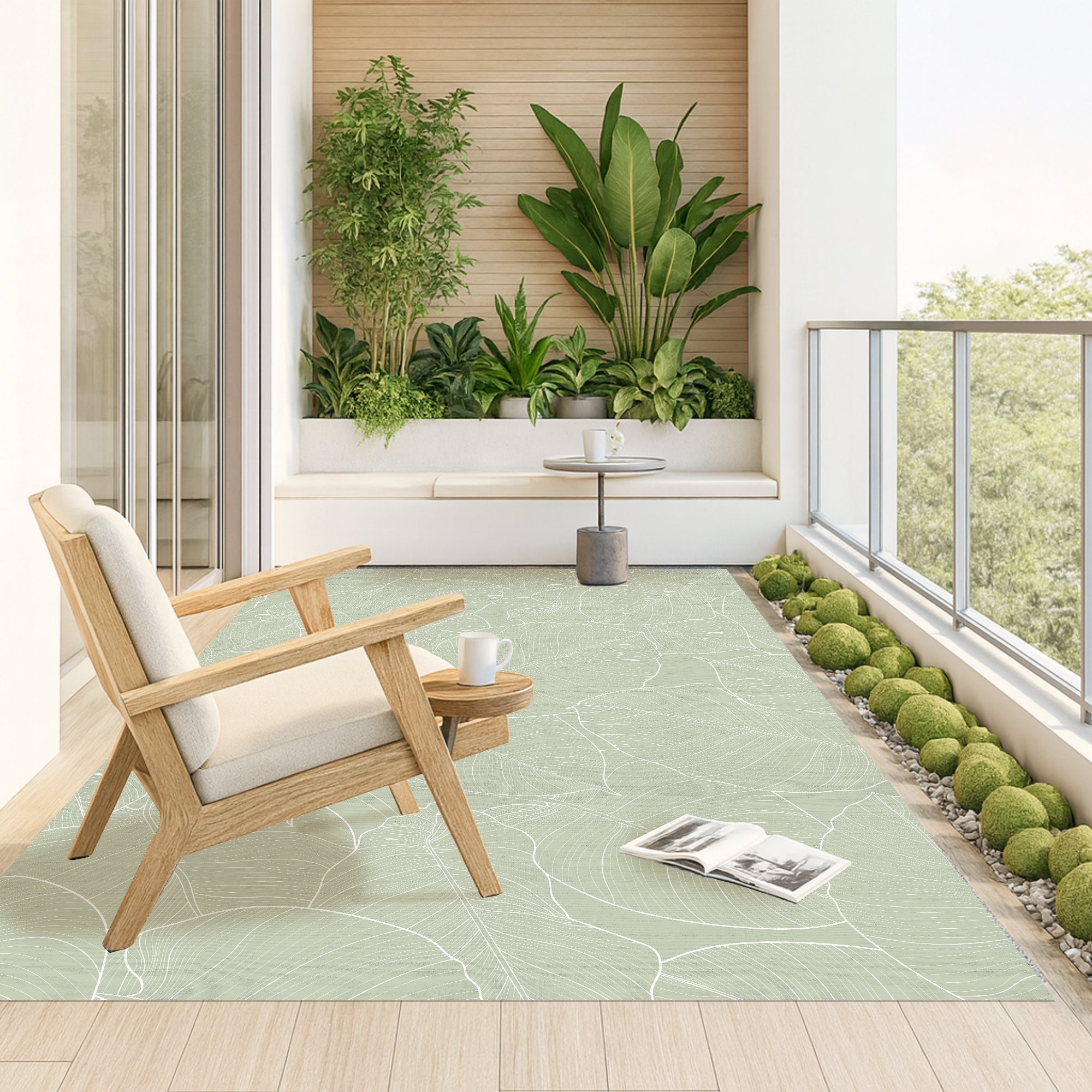 Tapis en vinyle pour intérieur / extérieur - Feuilles vertes