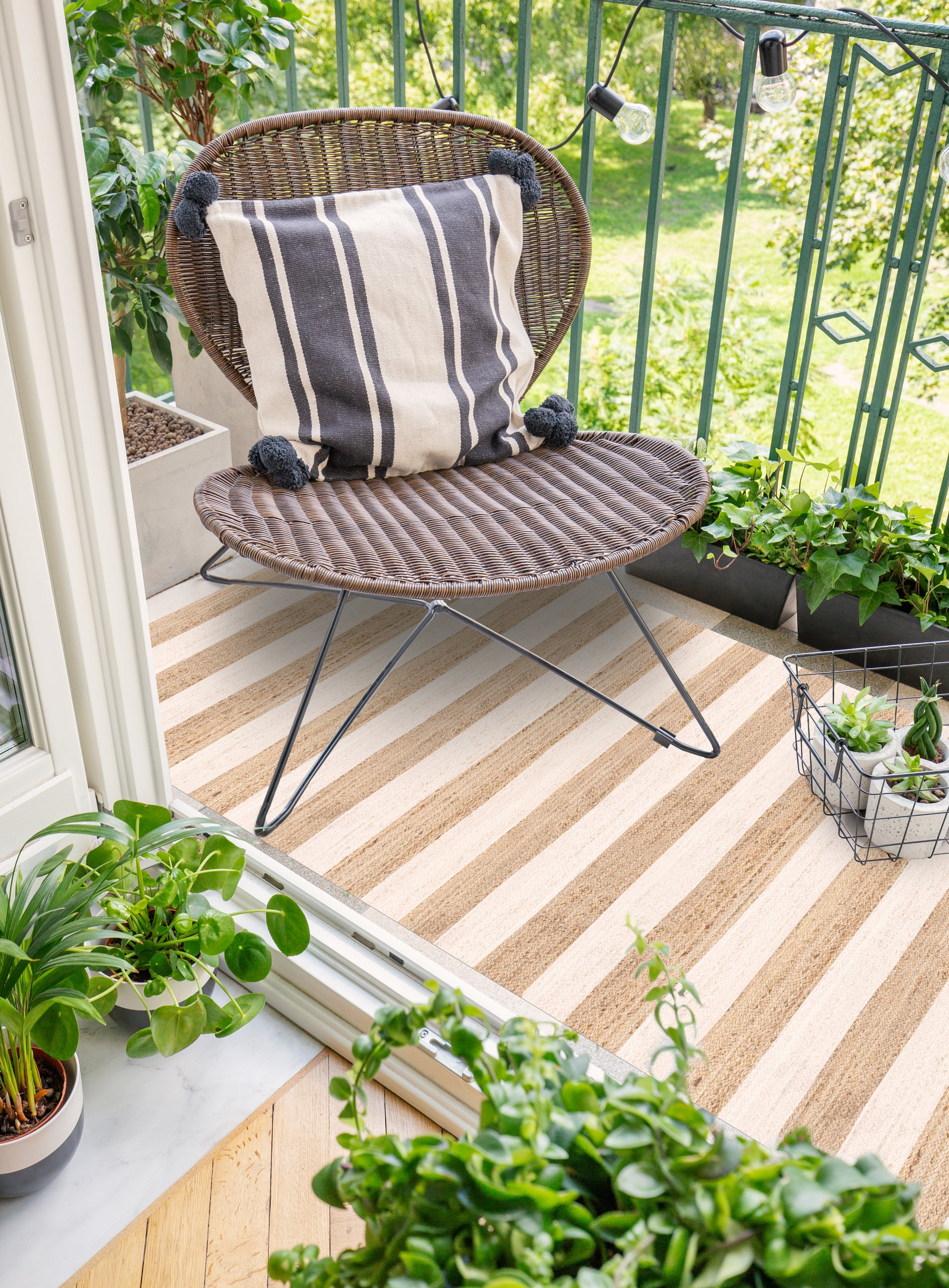 Tapis en vinyle pour intérieur / extérieur - Rayures jute