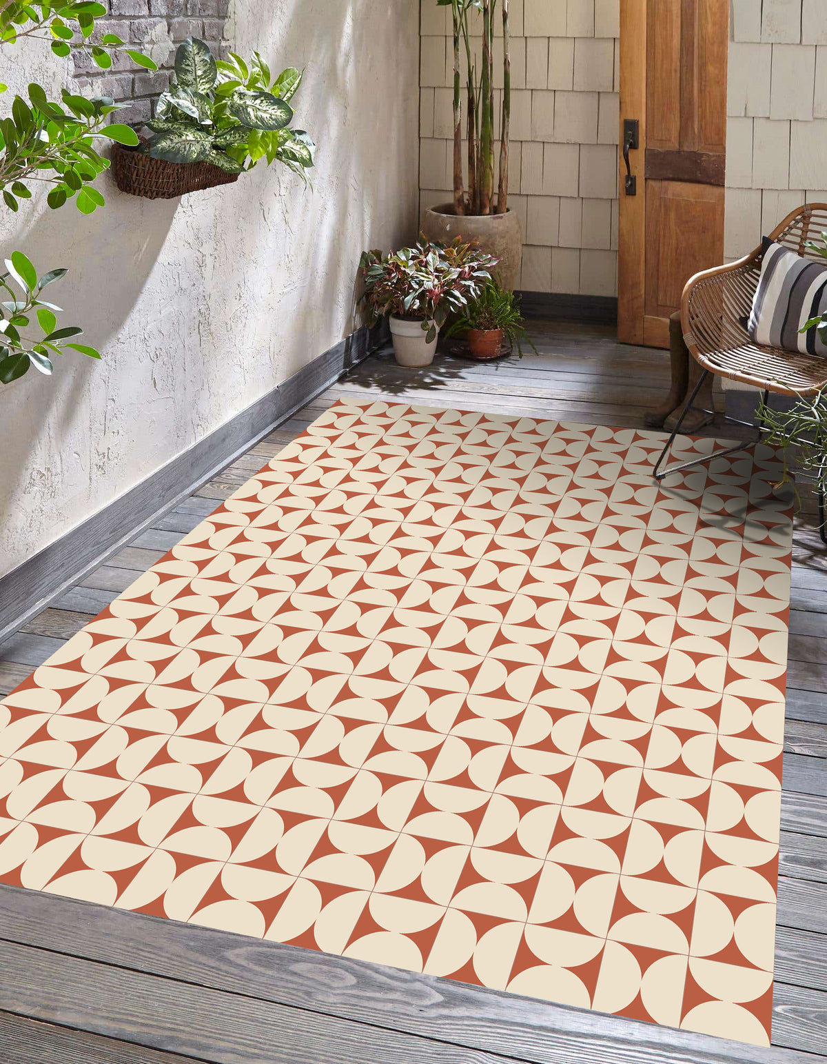 Tapis en vinyle pour intérieur / extérieur - Retro terracotta