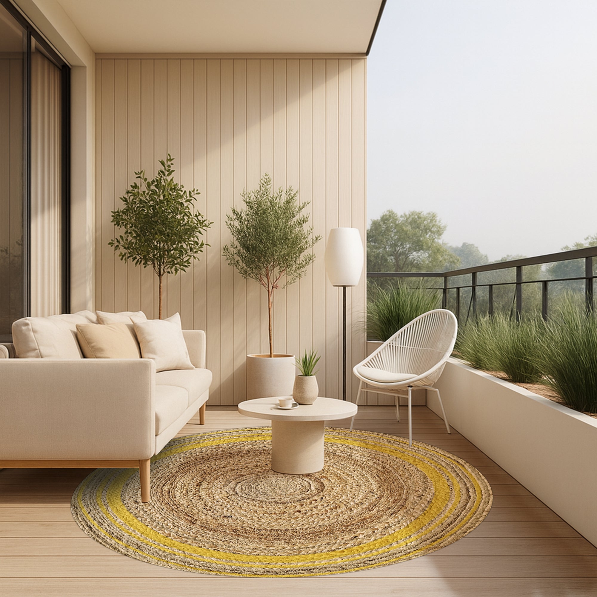 Tapis en vinyle pour intérieur / extérieur - Carthagène jaune