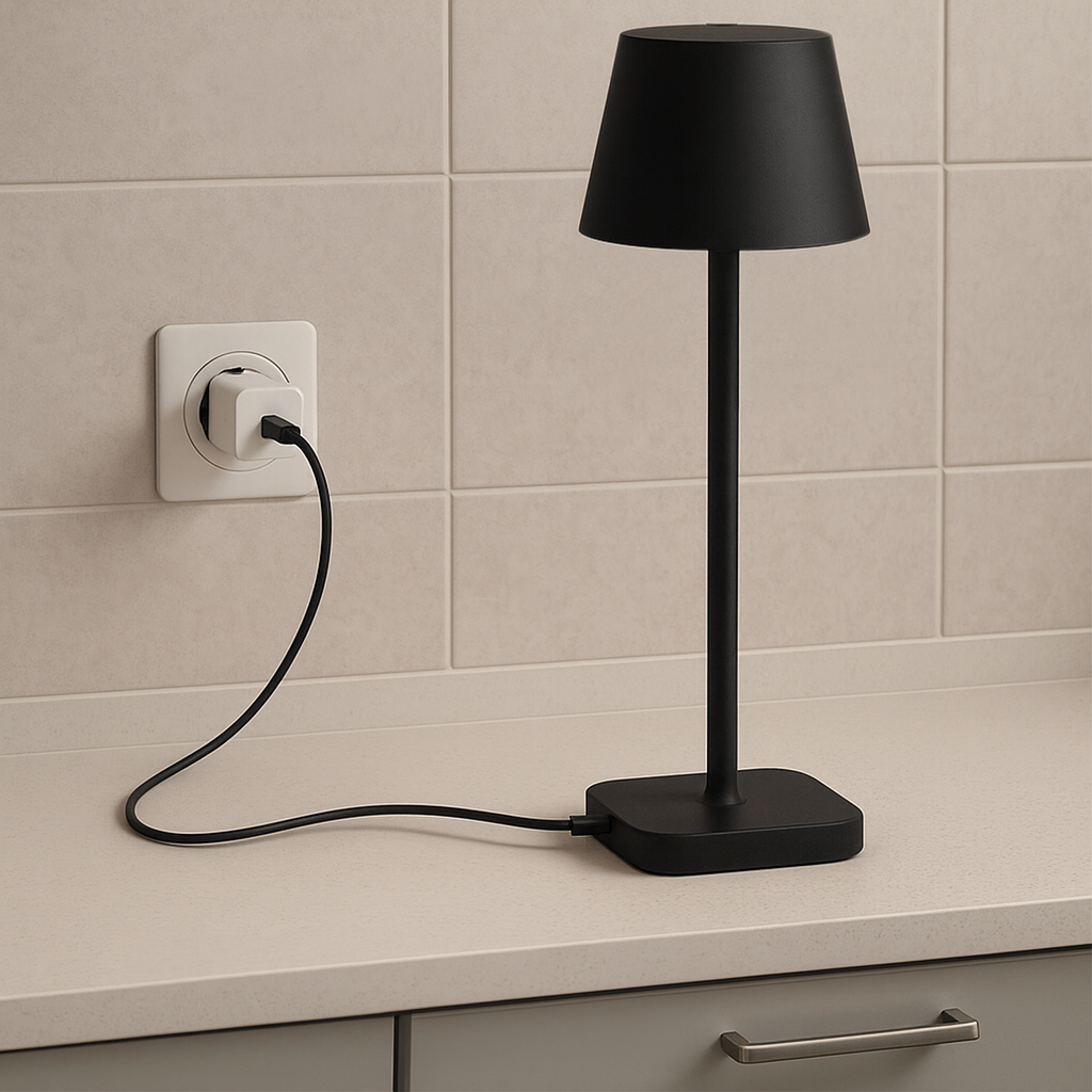 Lampe de table - Rechargeable - Intensité variable avec mode mémoire - 3 niveaux d'éclairage - 38 cm - Blanche