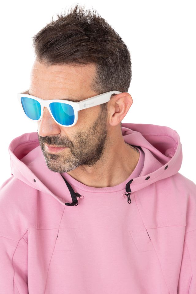 Lunettes audio connectées - blanches & verres bleus