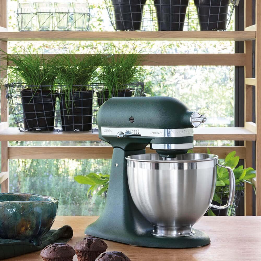 Robot pâtissier Artisan vert sapin, 4,8 L, accessoires inox, bol 3L, couvercle antiprojections