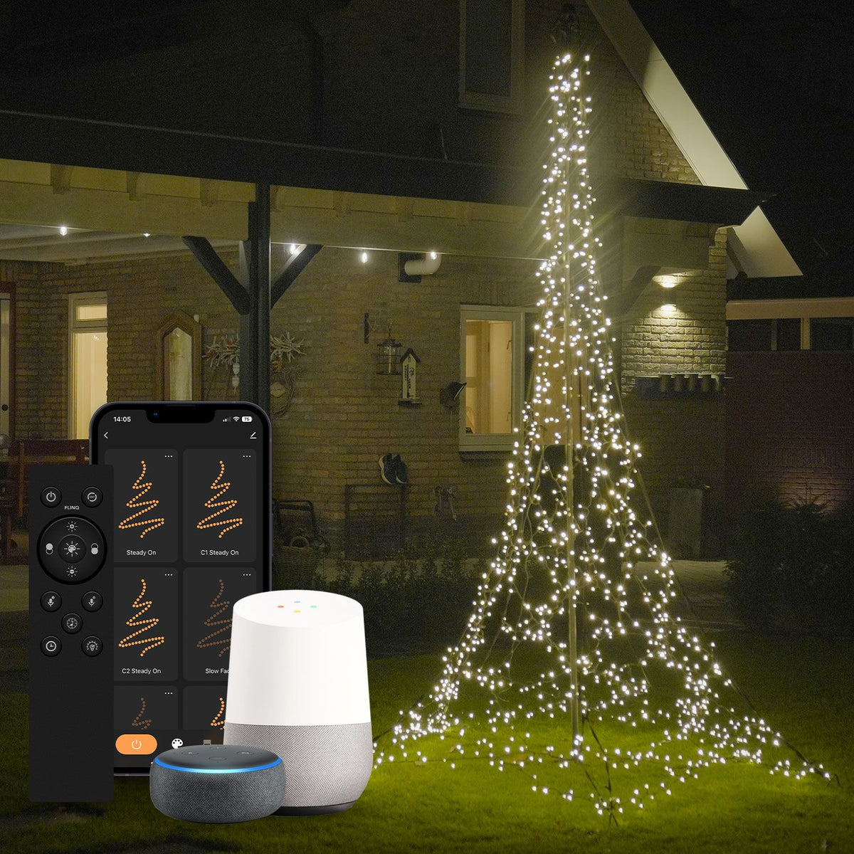 Sapin de Noël d'extérieur intelligent Luminus 1200 LED - 3,05 x 2,10m