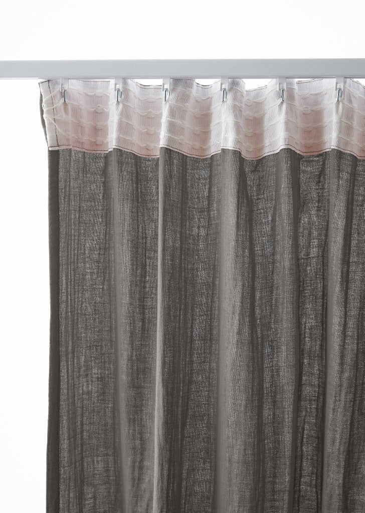 Rideau galon fronceur 140 x 240 cm Gaze de coton unie GAÏA Granit