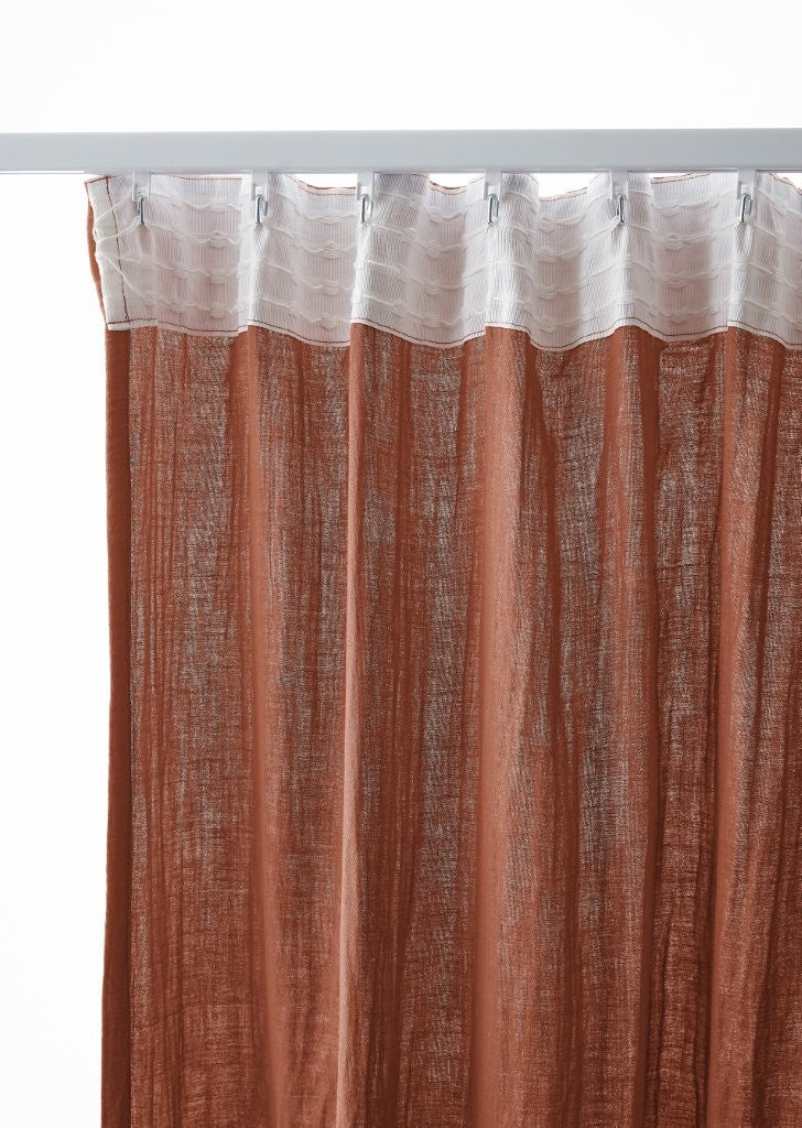 Rideau galon fronceur 140 x 240 cm Gaze de coton unie GAÏA Terracotta