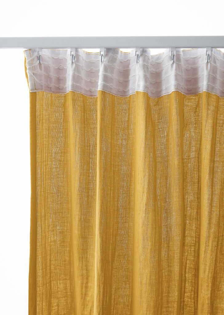 Rideau galon fronceur 140 x 240 cm Gaze de coton unie GAÏA Safran