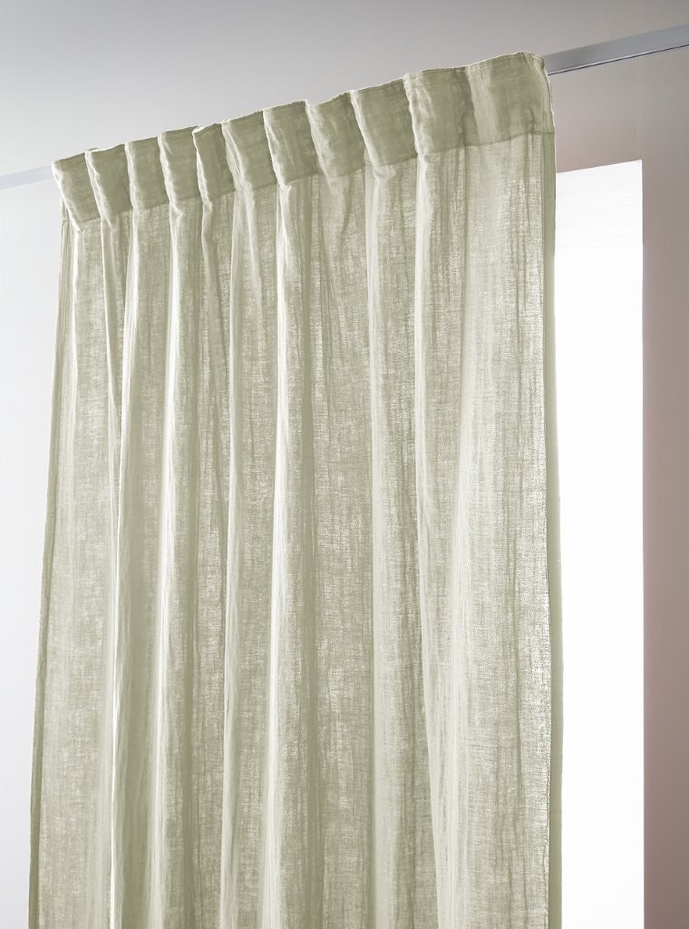 Rideau galon fronceur 140 x 240 cm Gaze de coton unie GAÏA Vert d'eau