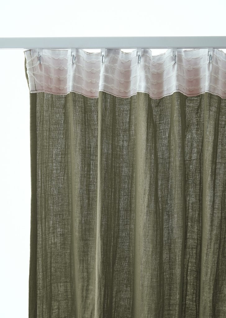 Rideau galon fronceur 140 x 240 cm Gaze de coton unie GAÏA Romarin