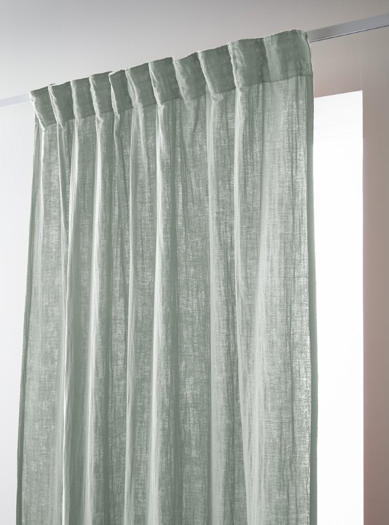Rideau galon fronceur 140 x 240 cm Gaze de coton unie GAÏA Eucalyptus