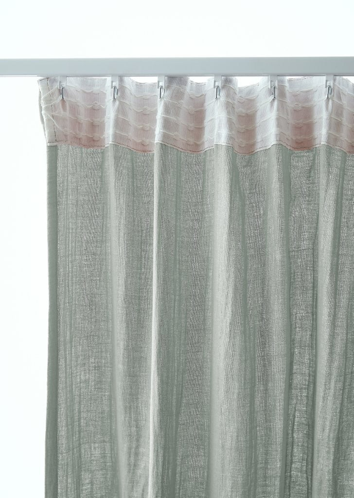 Rideau galon fronceur 140 x 240 cm Gaze de coton unie GAÏA Eucalyptus